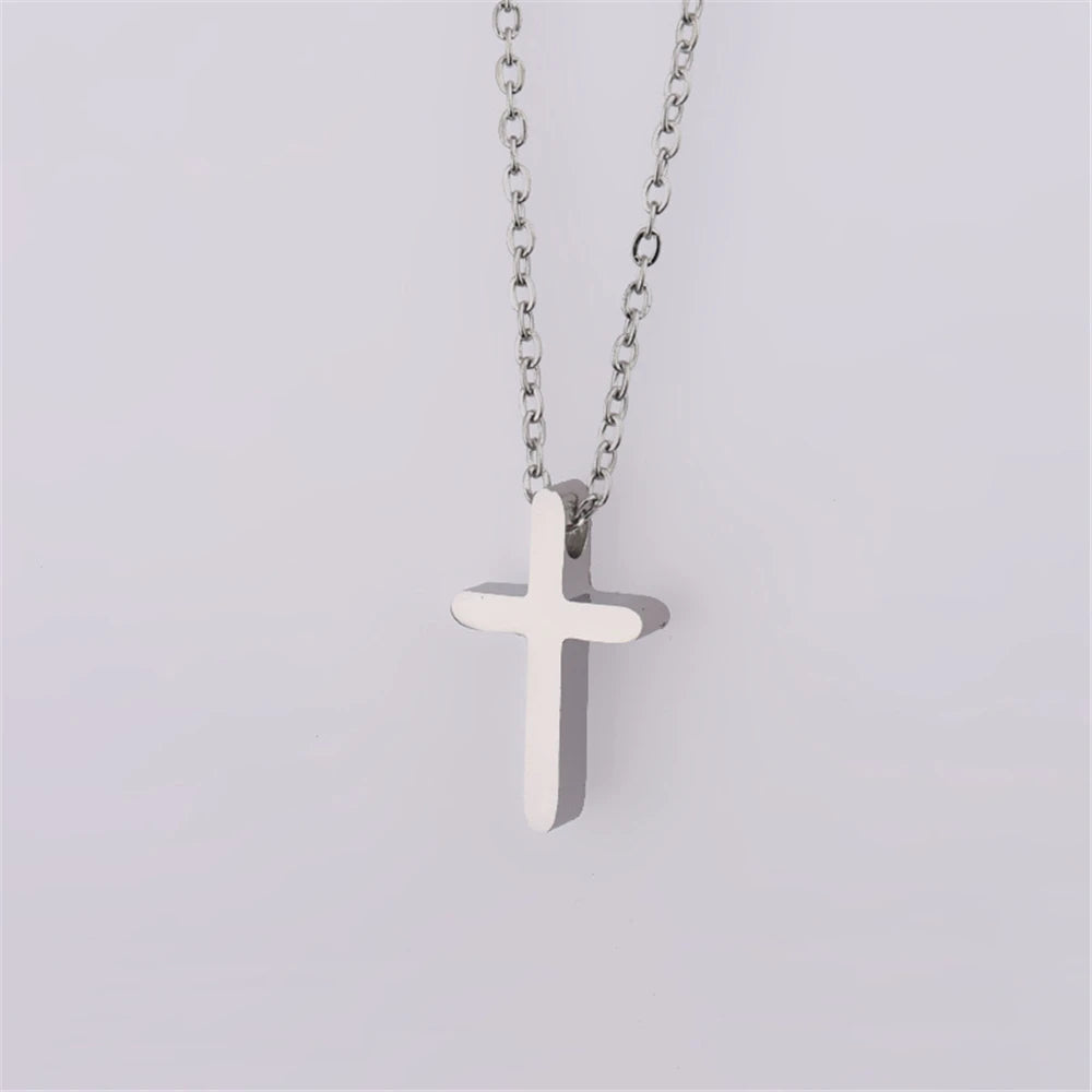 Religious Small Jesus Cross Pendants Female Gold Silver Color Stainless Steel Christian Necklace For Women Fashion Jewelry Gift