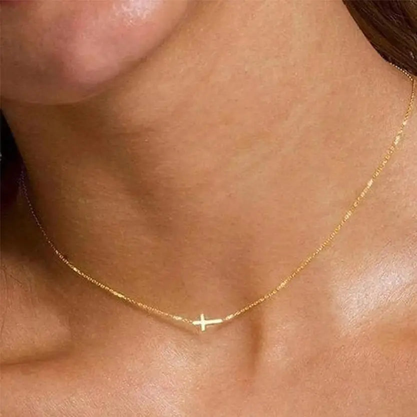 Stainless Steel Delicate Vintage Cross Pendant Necklace Simple Fashion Faith For Women Jewelry Daily Commuter With