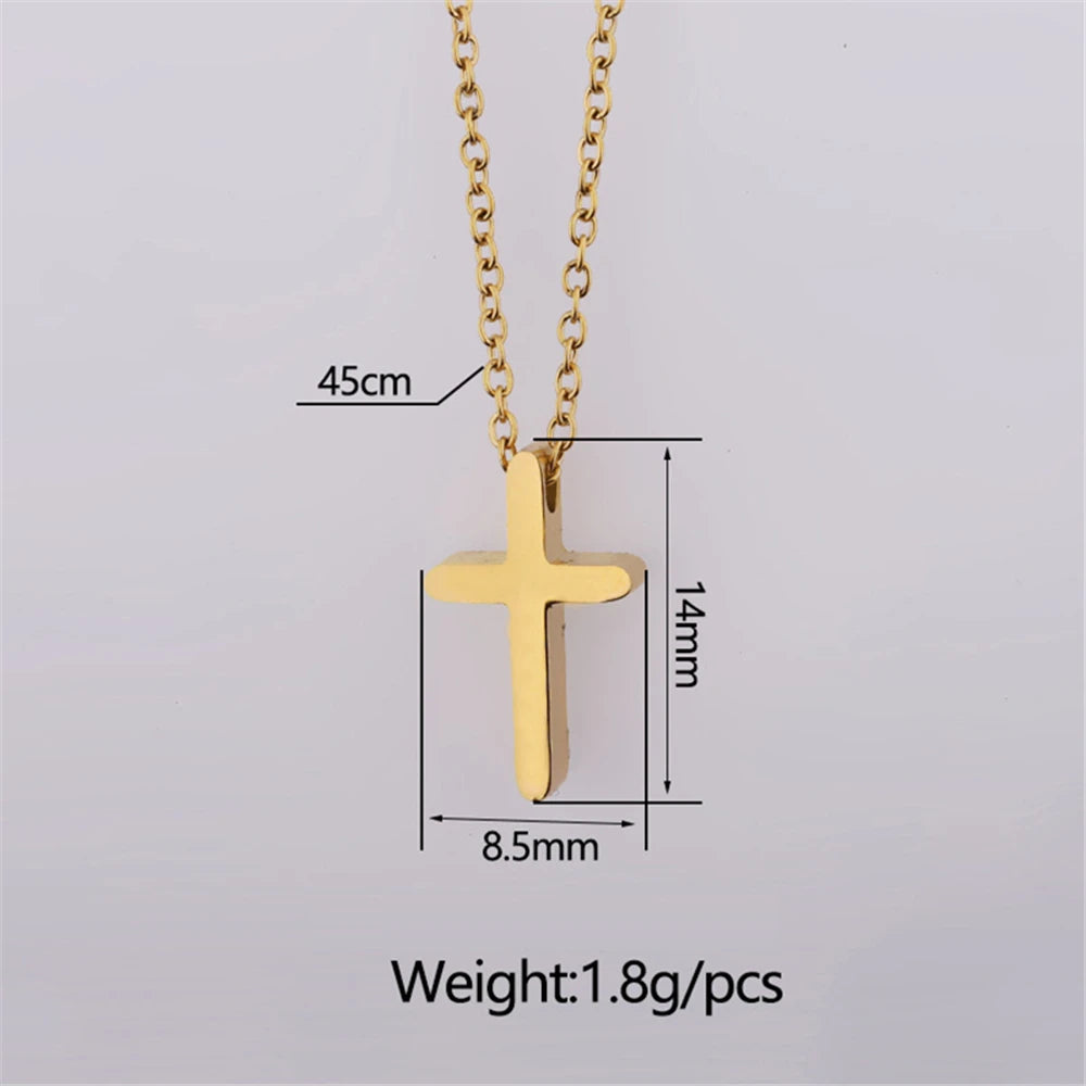 Religious Small Jesus Cross Pendants Female Gold Silver Color Stainless Steel Christian Necklace For Women Fashion Jewelry Gift